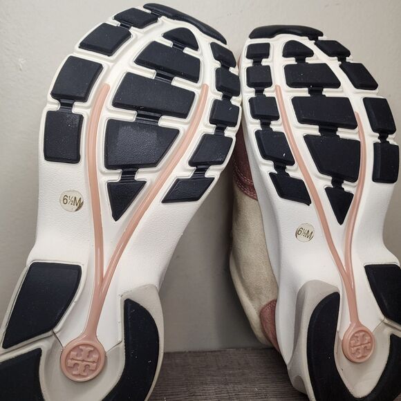 Tory Burch Good Luck Trainer Sneakers Pick Tan Suede Shoes Womens Size 6.5 - Picture 15 of 16